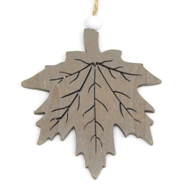 Χριστουγεννιάτικο Ξύλινο Φύλλο Δέντρου, Καφέ Σκούρο (12cm)